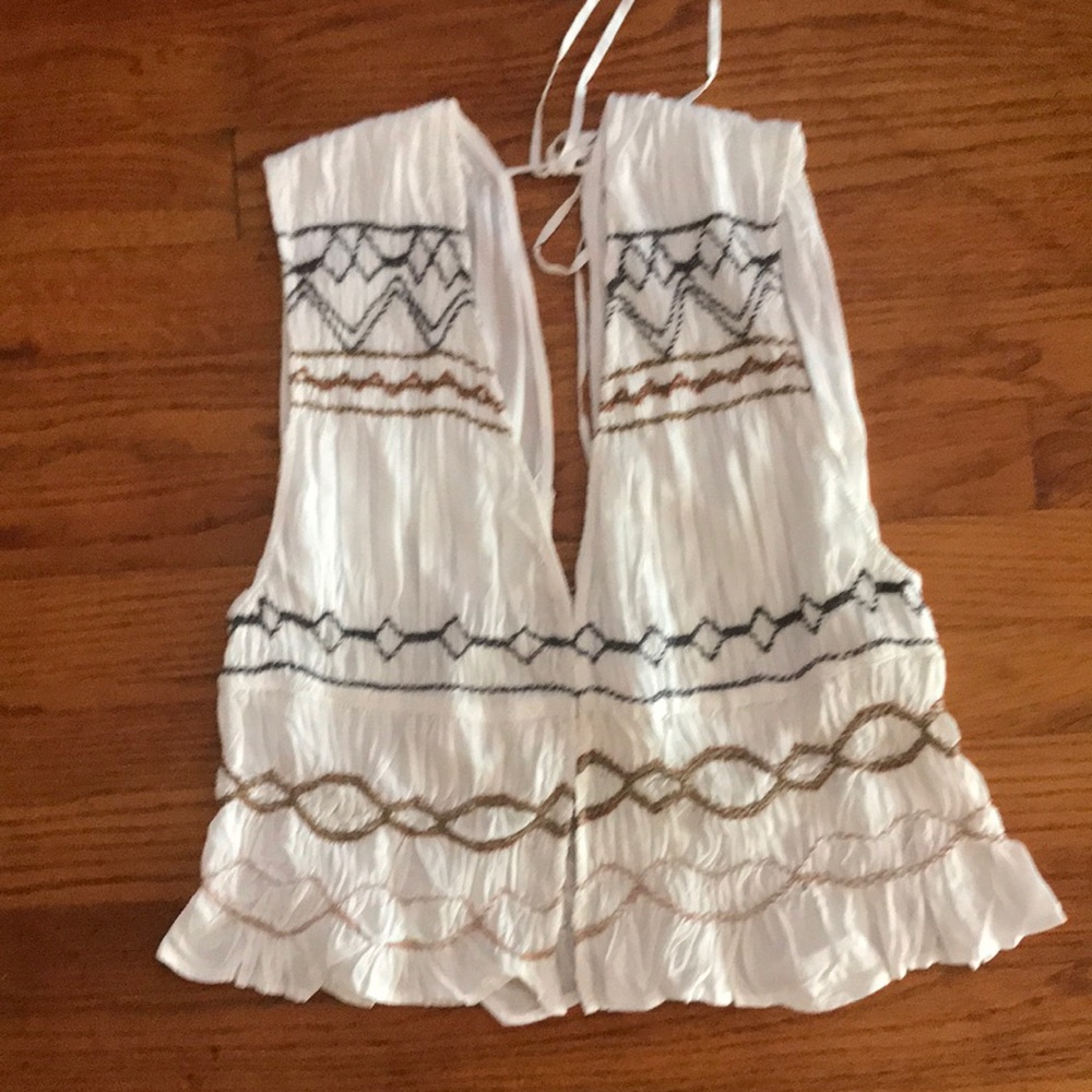 Free People embroidered smock hook&eye tank